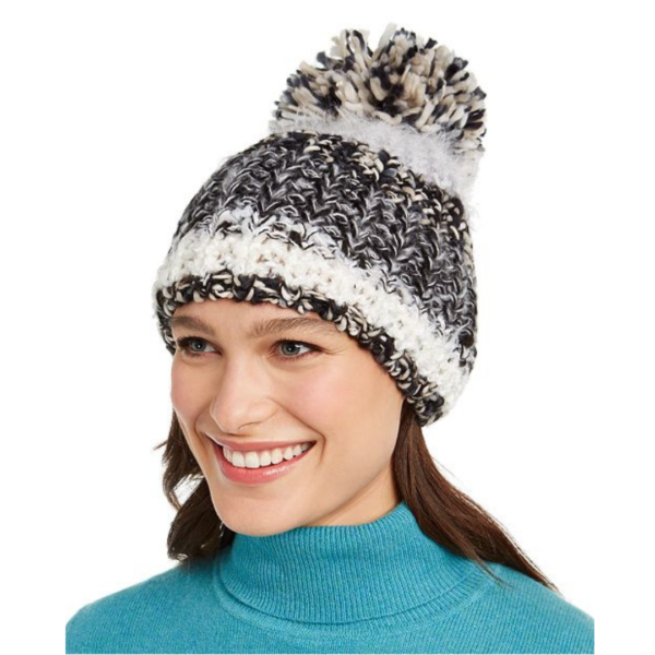 INC International Concepts Striped Mega-Pom Beanie