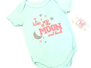 Swiggles Blue and Pink Baby Onesie I Love You To The Moon Back