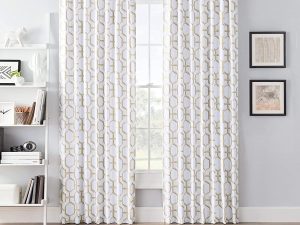 SmartBlock Chroma Rod Pocket Blackout Curtain Panel, Tan GEO, 95" L x 50" W