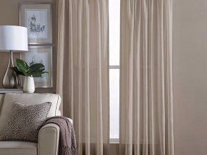 Wamsutta Cotton Sheer 95 Inch Window Curtain Panel in Linen
