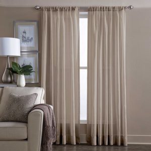 Wamsutta Cotton Sheer 95 Inch Window Curtain Panel in Linen