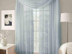 Platinum Collection Crushed Voile Sheer Scarf Valance Pearl Blue 50" W X 216" L