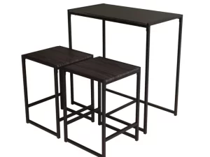 Simply Essential 3-Piece Pub Set with Backless Stools in Grey/Oak