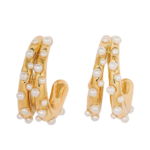 SUGARFIX by BaubleBar Pearl and Gold Double Hoop Earrings - Gold