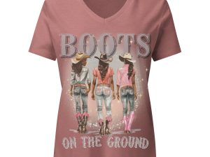 Women’s Relaxed V-Neck Boots On The Ground T-Shirt