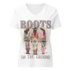 Women’s Relaxed V-Neck Boots On The Ground T-Shirt - Image 5