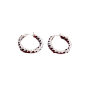 Sterling Silver 925 Garnet Hoop Earrings - Image 2