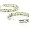 Green Peridot Rhodium Over Sterling Silver Hoop Earrings 8.84ctw - Image 3