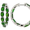 Green Chrome Diopside Rhodium Over Sterling Silver Hoop Earrings 10.50ctw - Image 2