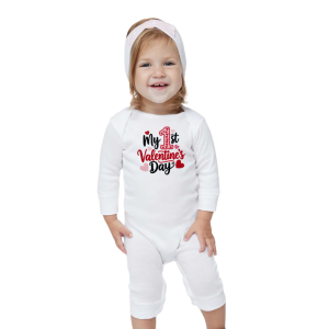 infant "my 1st valentine’s day" long leg baby ribbed bodysuit