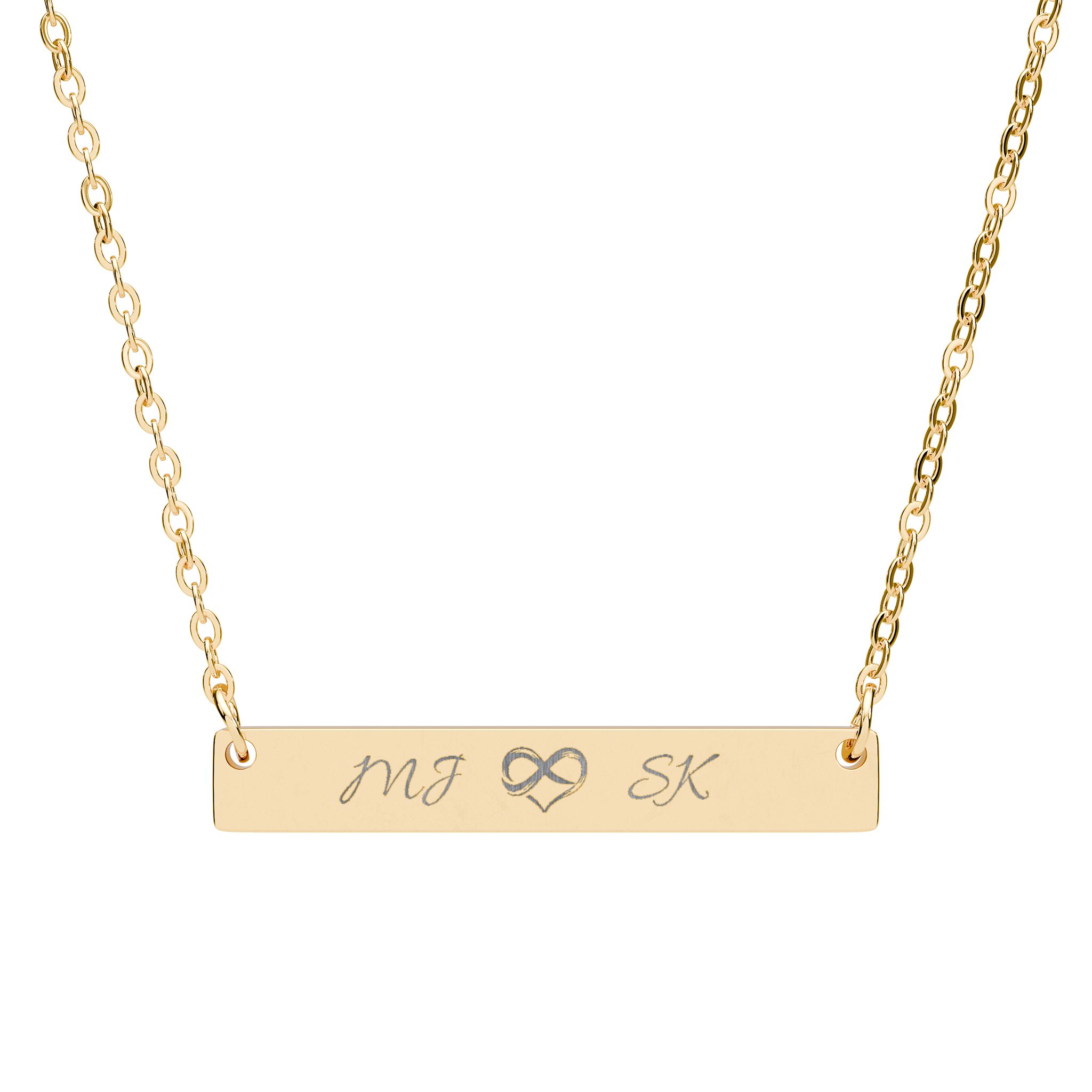 engravable horizontal bar necklace — custom initials & infinity symbol engravable horizontal bar necklace — custom initials & infinity symbol