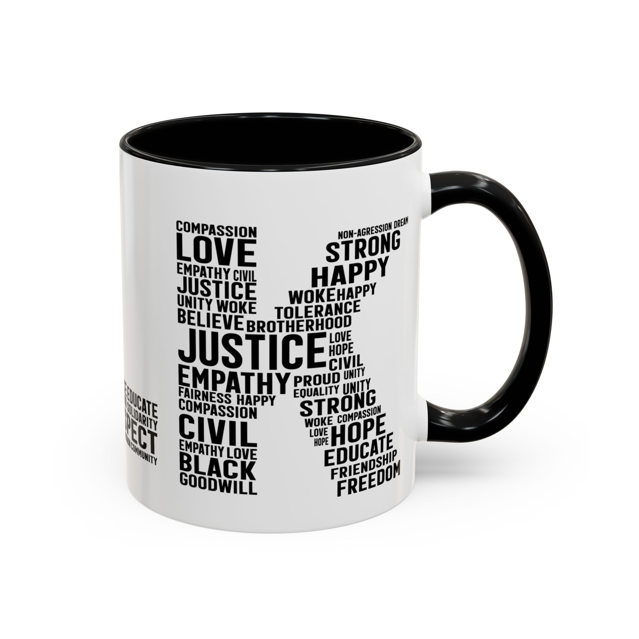 justice word cloud accent coffee mug — black & white inspirational 11/15oz justice word cloud accent coffee mug — black & white inspirational 11/15oz