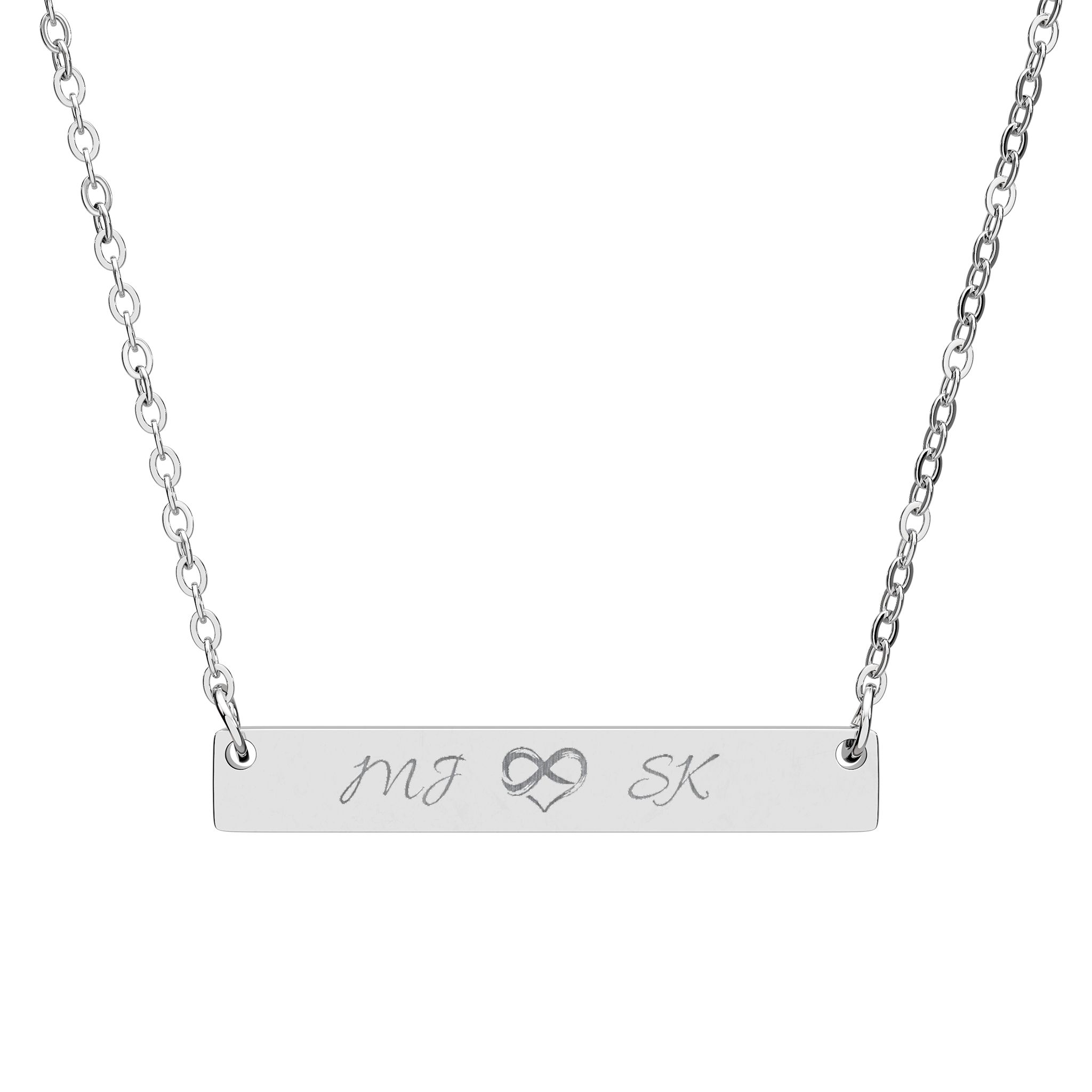 engravable horizontal bar necklace — custom initials & infinity symbol engravable horizontal bar necklace — custom initials & infinity symbol