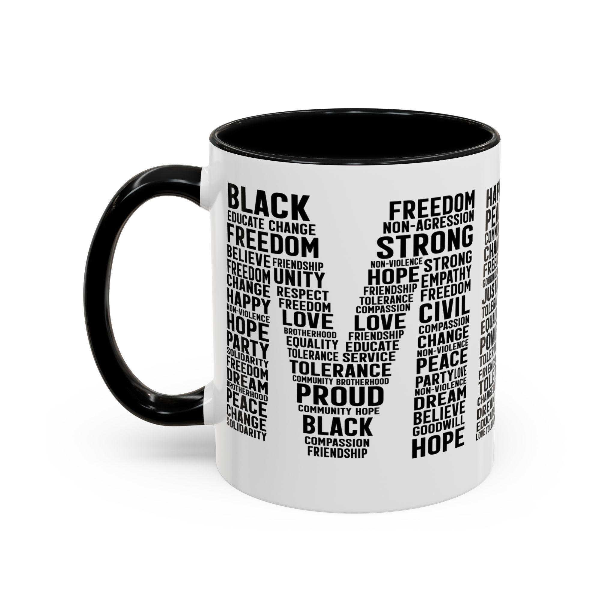 justice word cloud accent coffee mug — black & white inspirational 11/15oz justice word cloud accent coffee mug — black & white inspirational 11/15oz