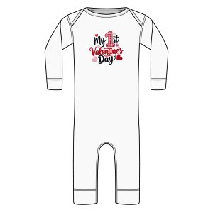 infant "my 1st valentine’s day" long leg baby ribbed bodysuit