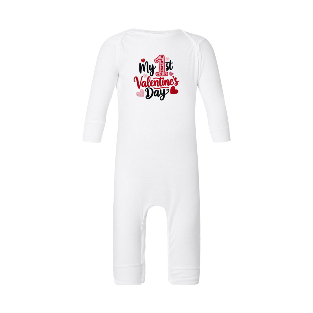 infant "my 1st valentine’s day" long leg baby ribbed bodysuit infant "my 1st valentine’s day" long leg baby ribbed bodysuit