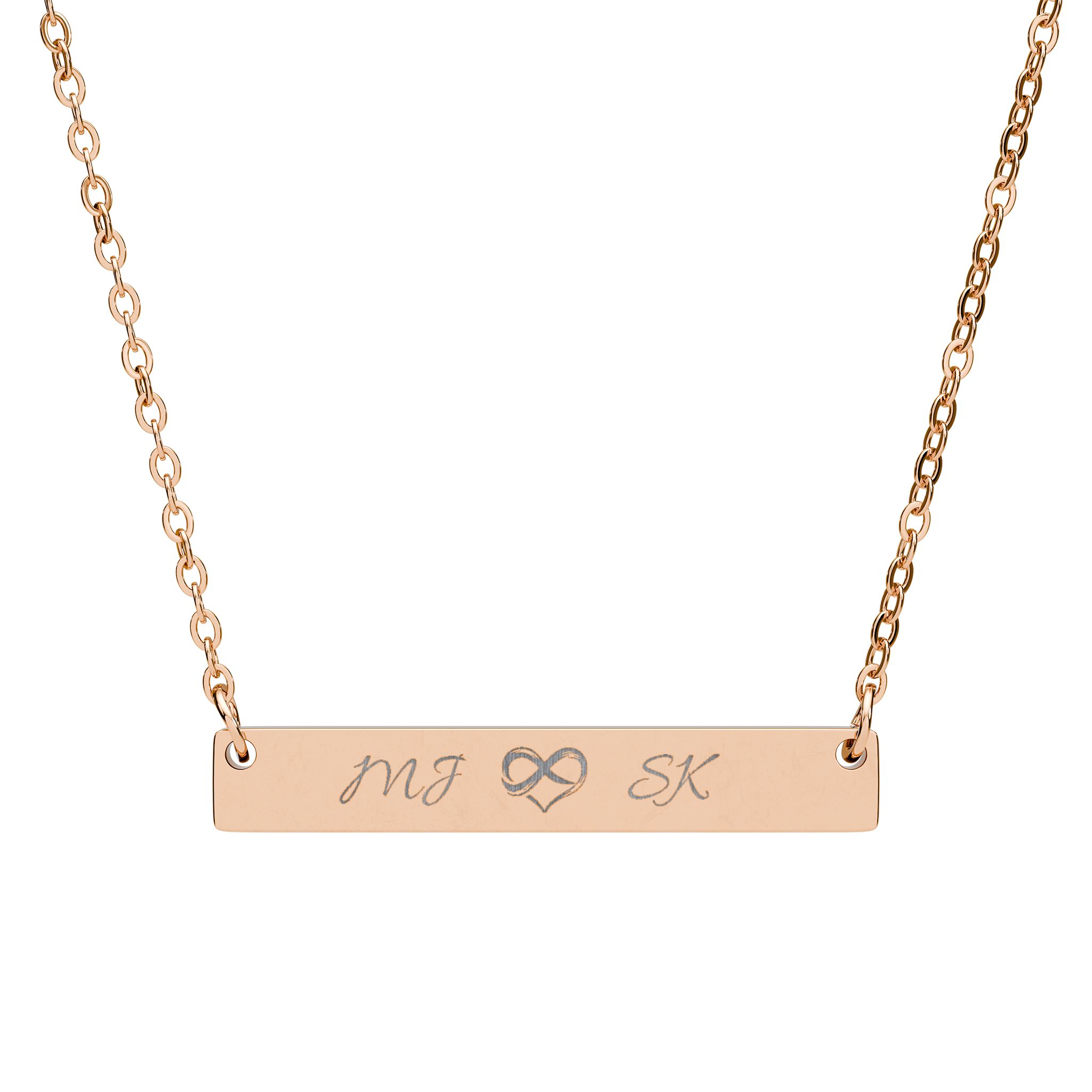engravable horizontal bar necklace — custom initials & infinity symbol engravable horizontal bar necklace — custom initials & infinity symbol