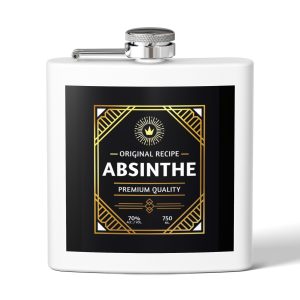 absinthe label stainless steel flask 6oz pocket hip flask