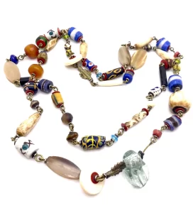 vintage african trade glass bead necklace