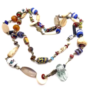 vintage african trade glass bead necklace