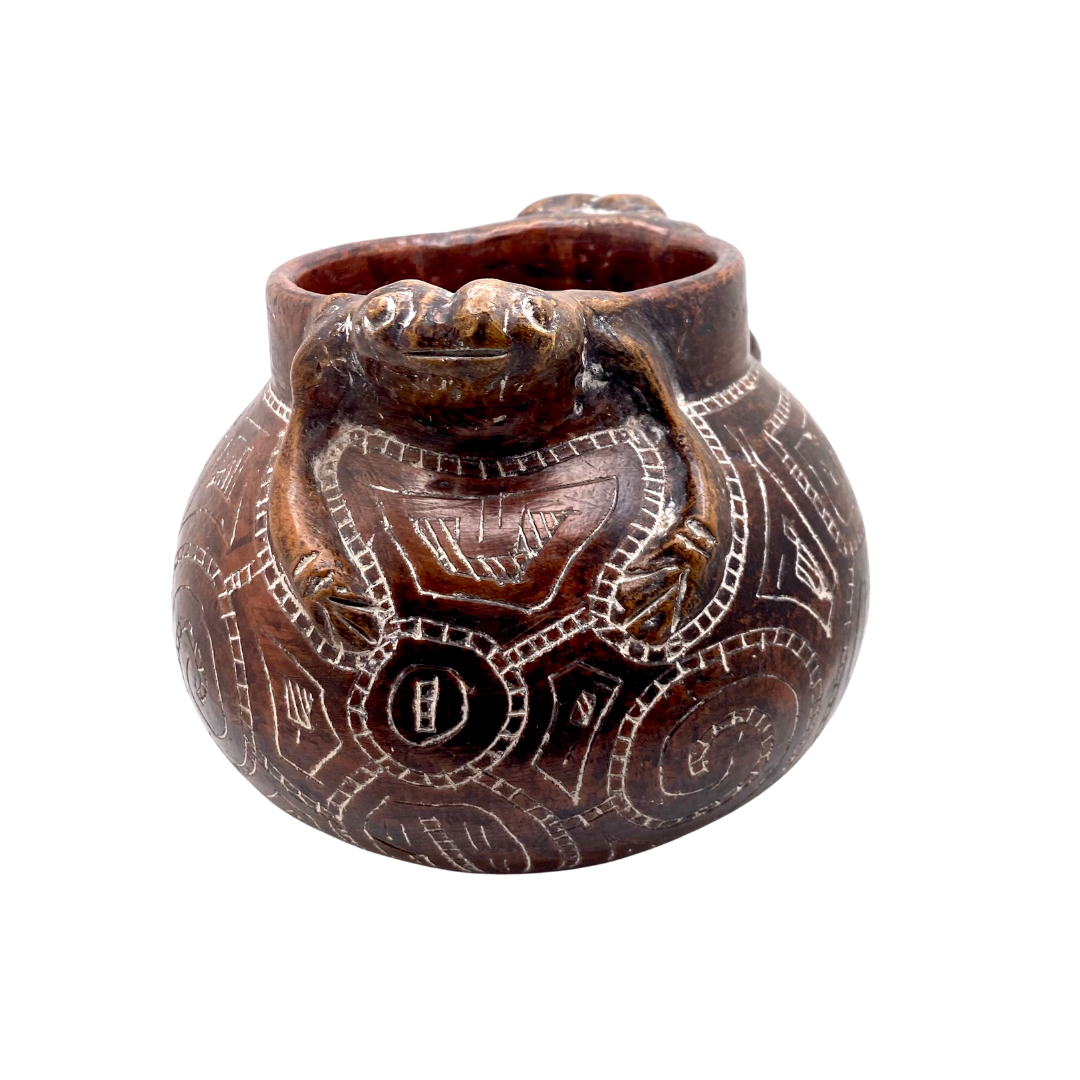 vintage marajoara pottery vase, hand etched terracotta tribal art vintage marajoara pottery vase, hand etched terracotta tribal art