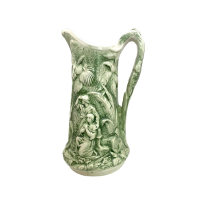 green parian ware pitcher vase: paul & virginia relief jug literary art