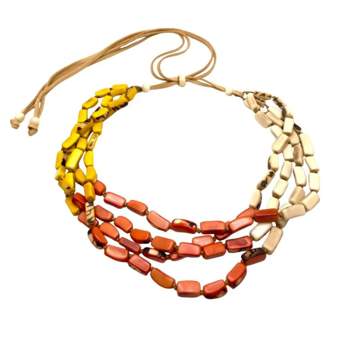 Tagua Nut Multi Strand Statement Necklace