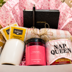 cozy pink self care gift box